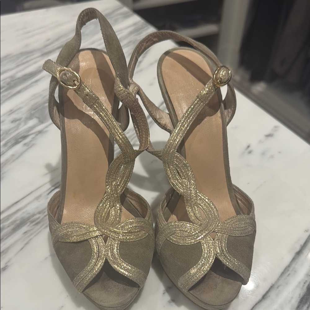 Elegant Gold and Tan Women's Heels